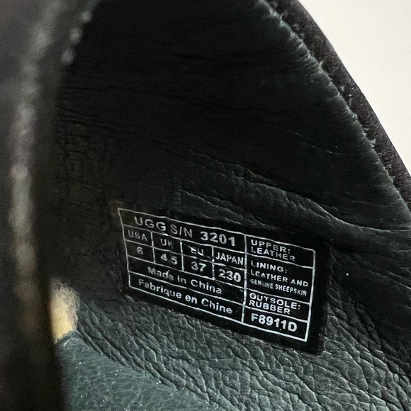 Ugg Abbie Black Leather Clog With Sheep Skin Size 6 - Picture 8 of 11